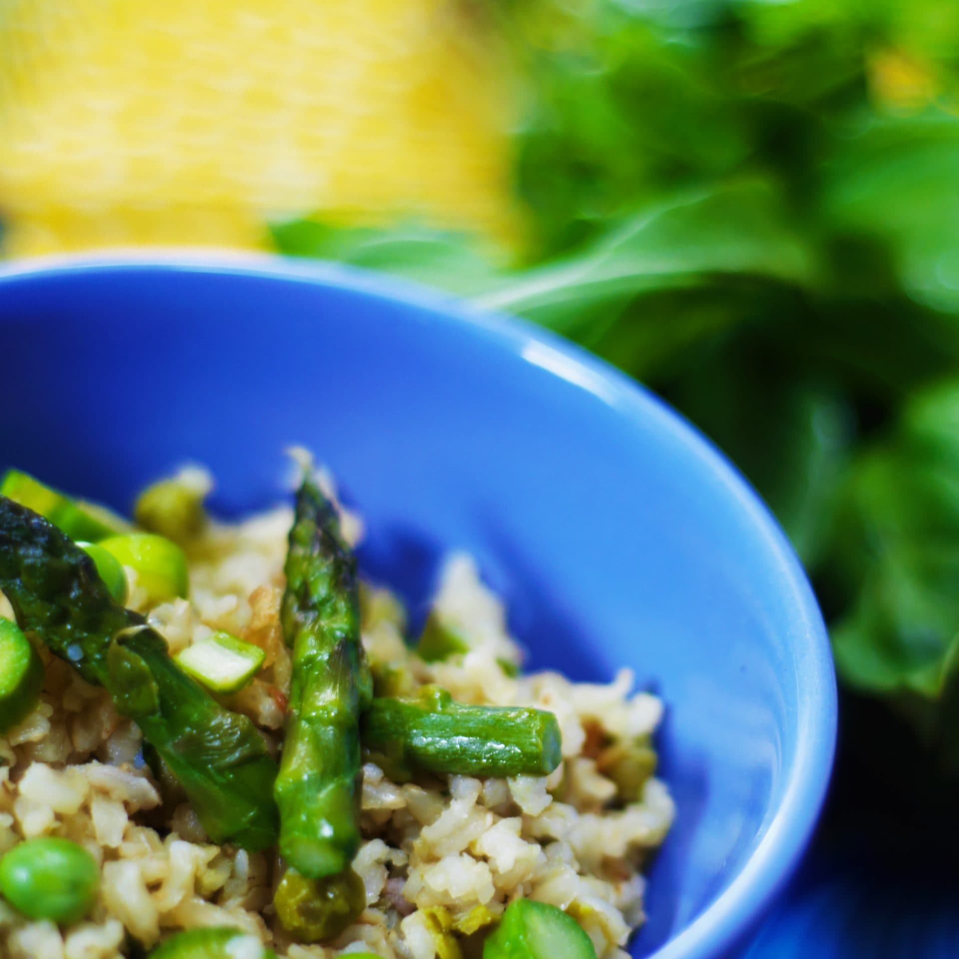 ARROZ CON ESPÁRRAGOS, ARVEJAS VERDES Y MENTA